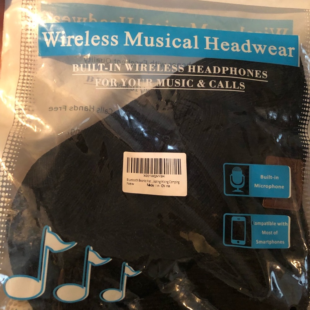 Winter type beanie with built on headphones